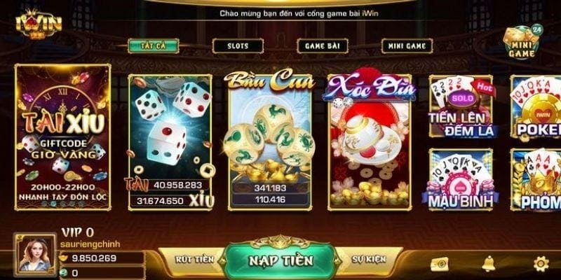 Không gian game bài đa dạng sản phẩm ấn tượng